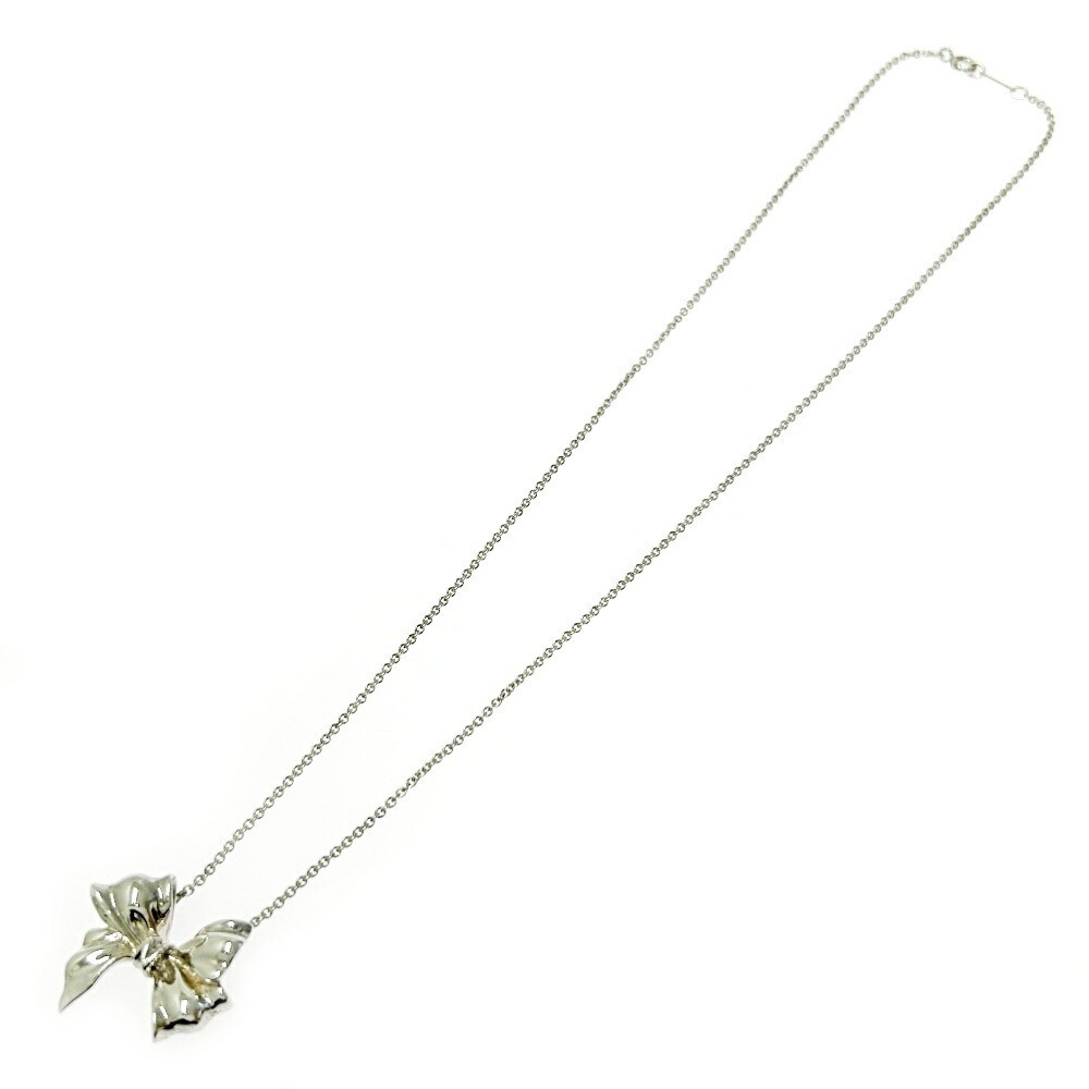 TIFFANY Co Silver Ribbon Motif Necklace